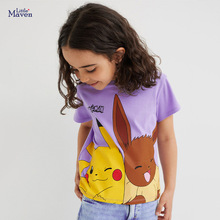 Little maven女童T恤 2023夏季新款针织童装 卡通可爱棉质儿童T恤