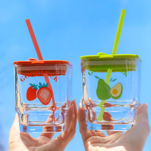 玻璃杯喜乐杯大容量新款家用网红带盖吸管杯可定logo咖啡杯水杯子