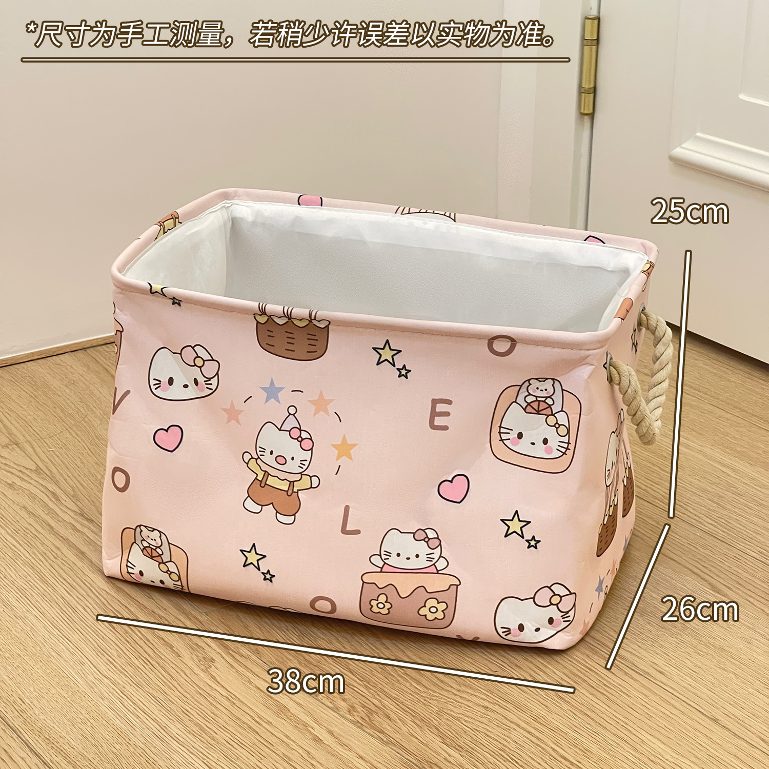 Cesta de ropa sucia plegable de gran capacidad de doble mano, cesta de almacenamiento de ropa sucia gruesa, barril de almacenamiento de gatos de dibujos animados