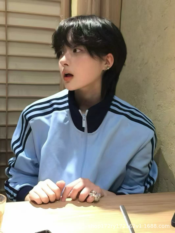 2025春季网红经典男女三叶刺绣运动外套立领开衫休闲卫衣2521|undefined