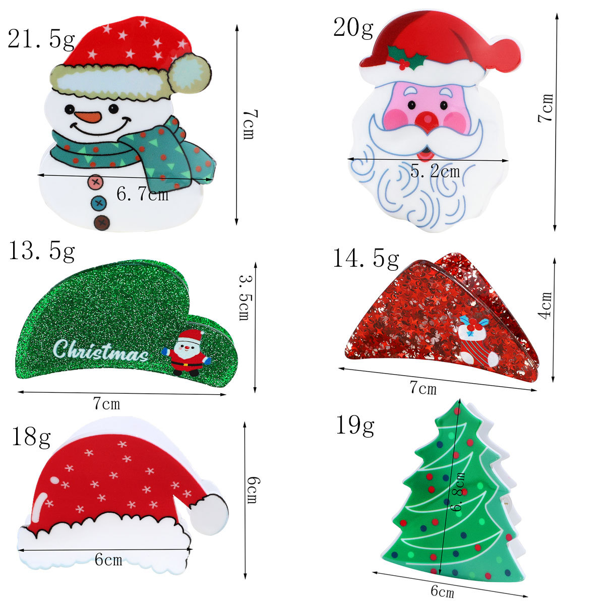 50g Weight Hair Claws Hair Accessories Type 1 Piece Quantity Christmas Glam Christmas Classic Style Women's Christmas Tree Santa Claus Plastic Resin Hair Claws