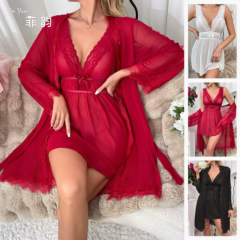 厂家直销性感内衣网纱透视睡衣女 诱惑露背家居服套装批发062+685