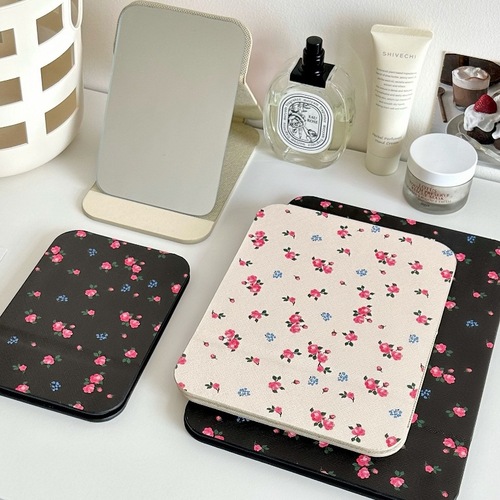 Delicate Girl's Heartbreak Flower Folding Mirror Makeup Mirror Portable Travel Student Dormitory Stand-Up Small Mirror