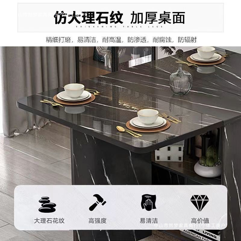 Mesa de comedor plegable doméstica pequeña casa con rueda móvil retráctil rectangular simple y multifuncional mesa de comedor pequeña