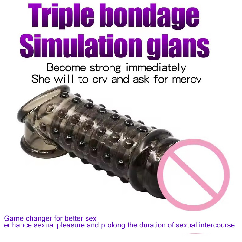 Big Black Wolf Teeth Wearable Hollow Double-Ended Dildo Sleeve, Locking TPE Extender — detail image 3