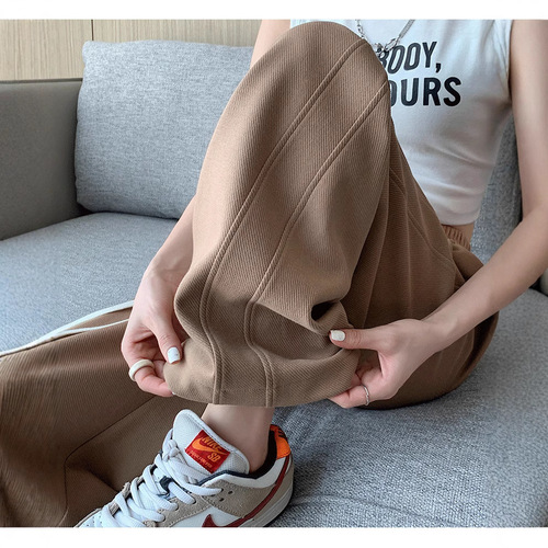 Solid Color Banana Pants Wide Leg Pants for Women Spring and Autumn High-Waisted Drape Loose Straight Leg Casual Sweatpants Trendy