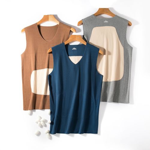 Men and Women Couple's Padded Thermal Vest with Fleece and Thickening for Autumn and Winter Base Layer V-Neck Double-Side Deerskin Fast Heating Cardigan