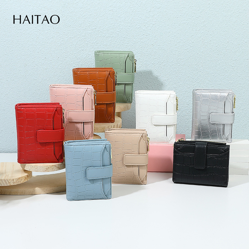 2025 New Women's Wallet High-end Korean Style Stone Pattern Short Two-fold Double-layer Zipper Leather Card Holder Wallet