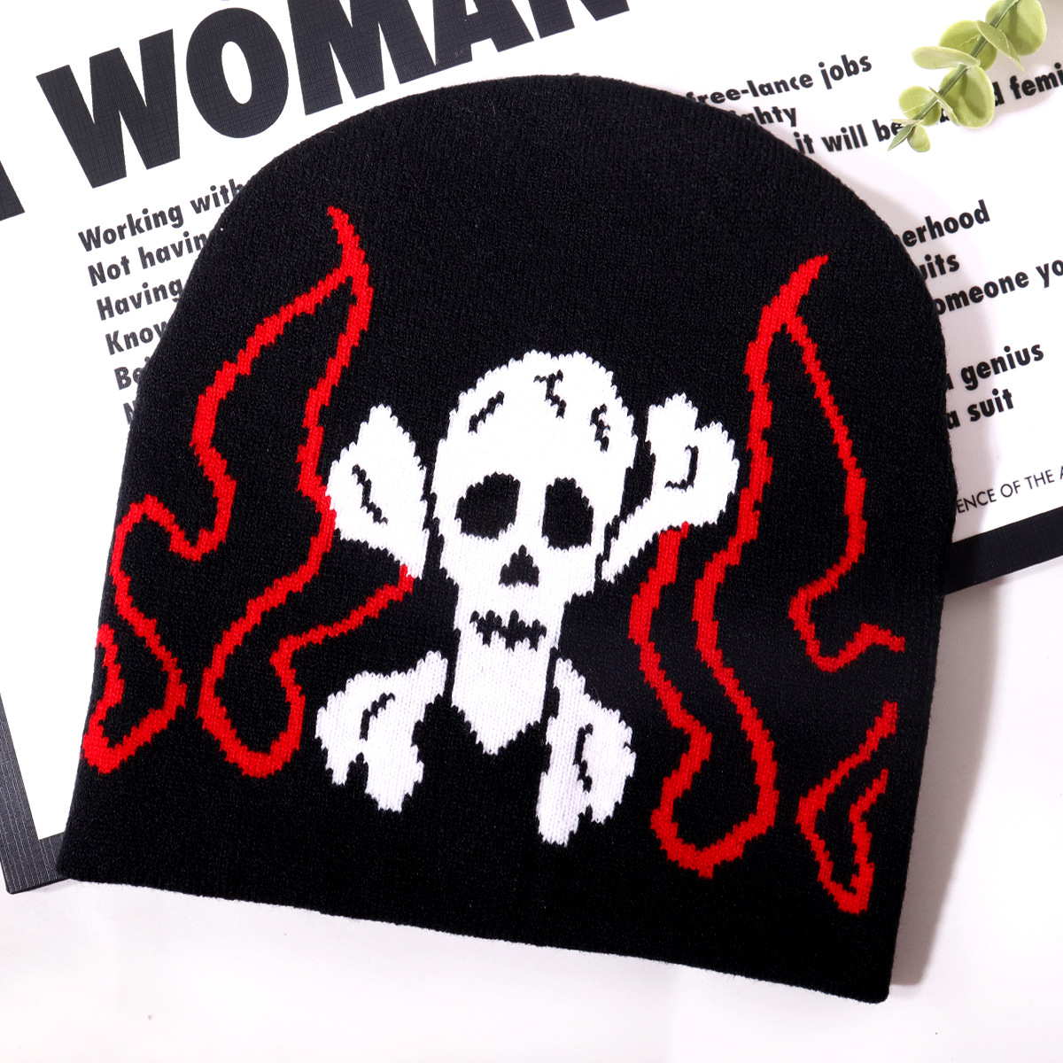Unisex Personalisierte totenkopf gemusterte Jacquard Strickmütze Outdoor Straße beliebte Männer und Frauen warmes Skireiten_voghion.com
