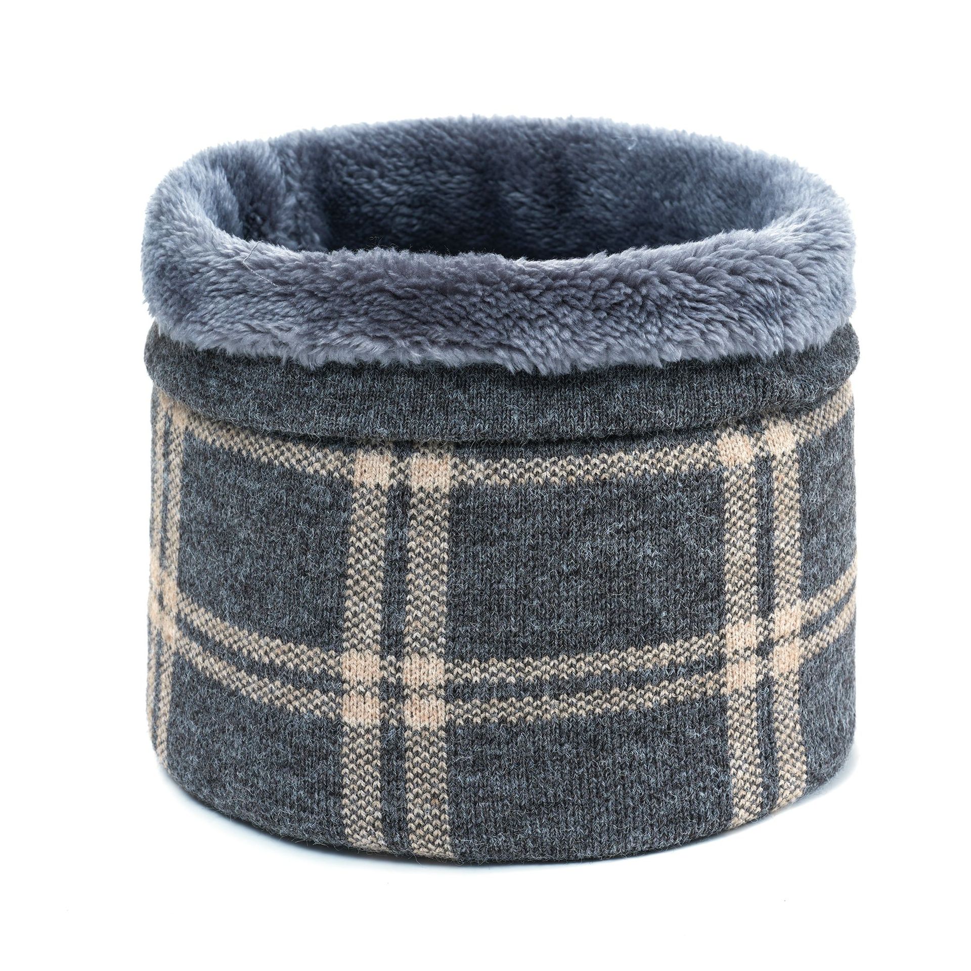 冬季围脖男女加绒加厚纯色保暖脖套防风毛线户外防寒中老年人套脖