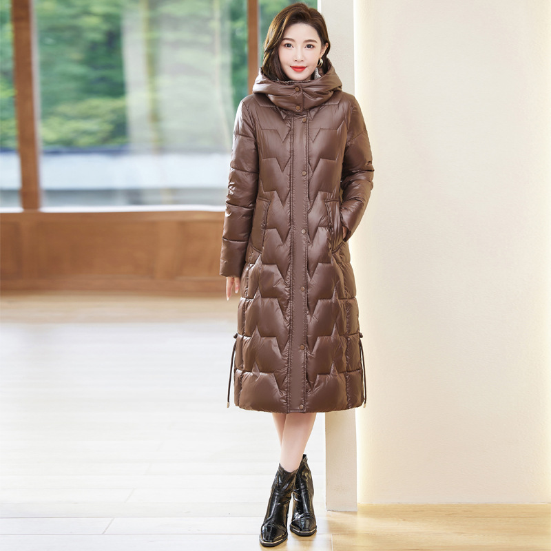 Chaqueta de algodón de pluma para mujeres más largo de la rodilla 2024 invierno nuevo chaqueta de algodón delgada coreana de gran tamaño grueso abrigo de algodón