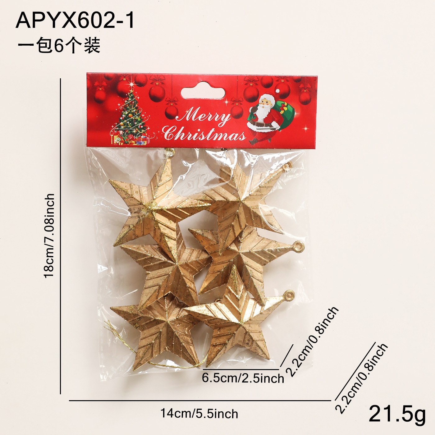 Transfronterizos retro oro plástico estereoscópico estrella de pino estrella de embalaje decoración de árbol de Navidad colgante diseño de escena image 7