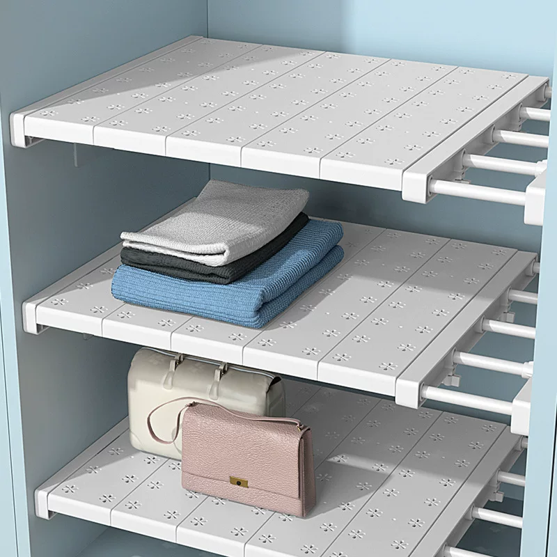 Adjustable Wardrobe Divider Shelf, No-Drill Plastic Partition, Width 30–125 cm, Depth 10–42 cm