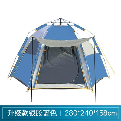 Camping Equipment Field Camping — Avtomobil dam çadırları - hexagon-upgraded-silver-glue-blue-plus-moisture-proof-pad-tent