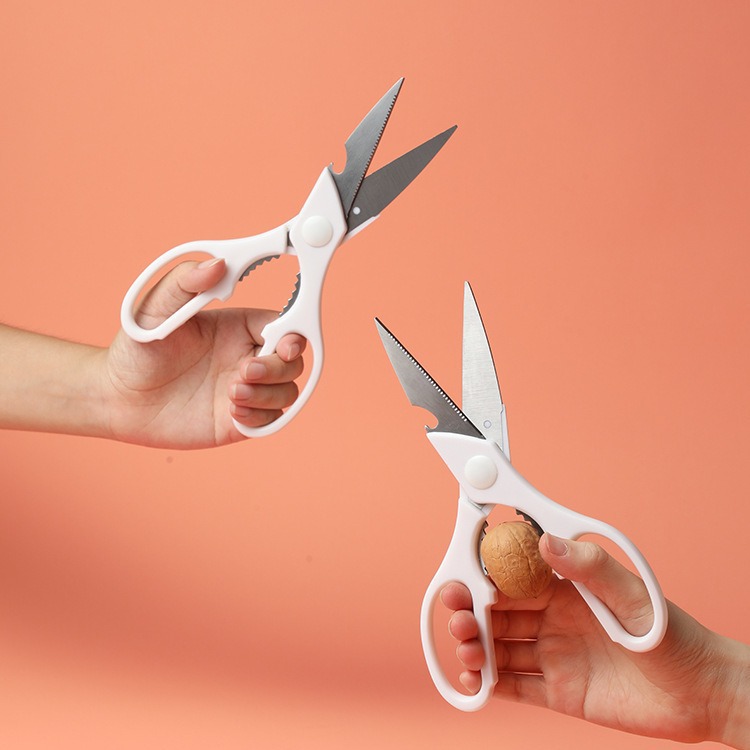 Mi Mu. Multifunctional Kitchen Scissors Stainless Steel Japanese Style Strong Chicken Bone Scissors Household Meat Cutting Fish Food Scissors