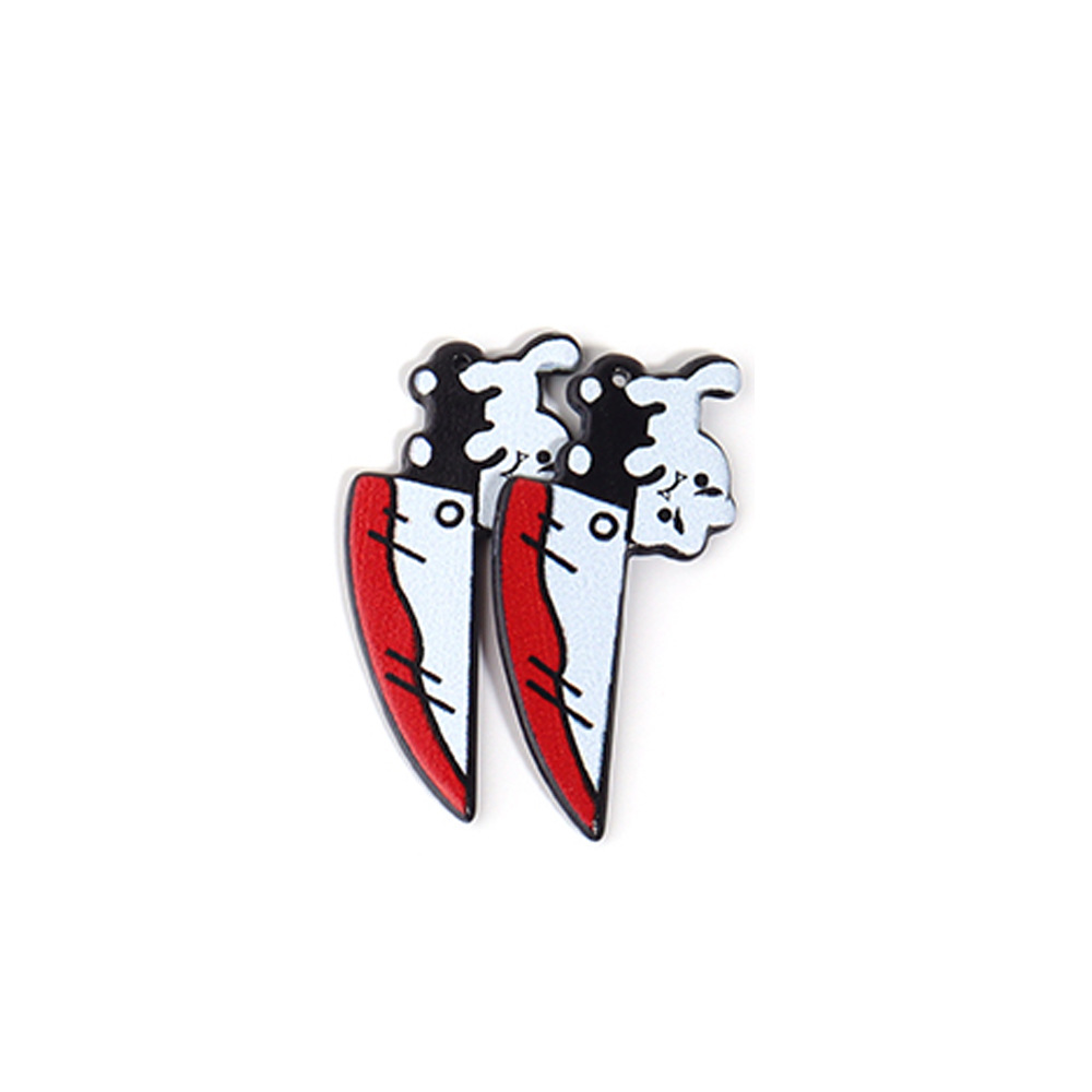 17g Weight Pendant Jewelry Making Type 52*14mm, 56*12mm, 56*14mm Jewelry Making Size DIY Jewelry Accessories Classification 10 PCS/Package Quantity Acrylic Material Halloween Festival Blade, Letter Pattern Printing Design Hip-Hop, Retro, Funny Style 10 PCS/Package 52*14mm 56*12mm 56*14mm Arylic Blade Letter Pendant 5