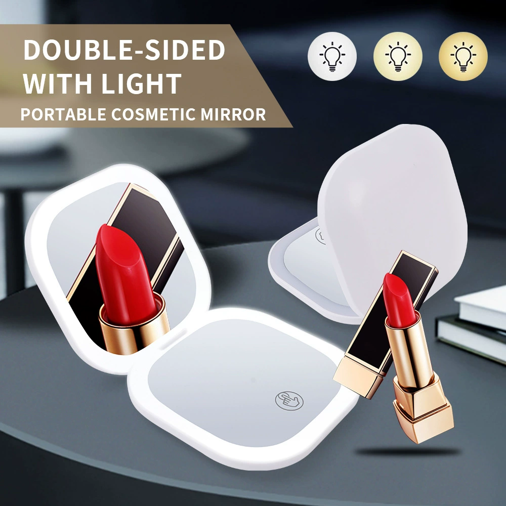 Double-sided magnifying glass with light, mirror, 5 times increase