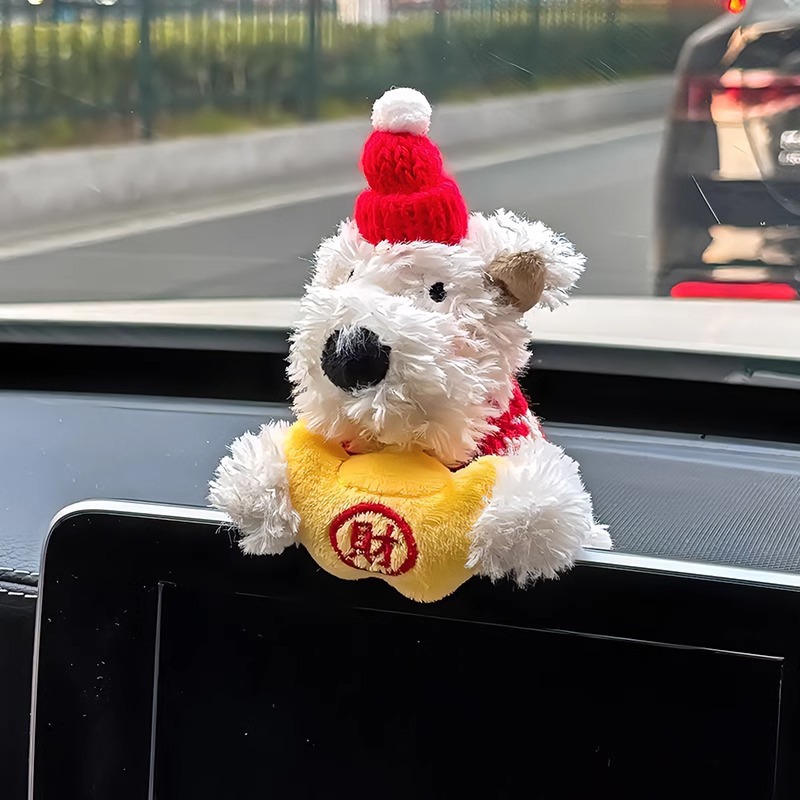 Nuevos accesorios para interiores de automóviles, decoración de bloques de automóviles, decoración de automóviles de West Highland, consola central, lingote, felpa de perro garabateado
