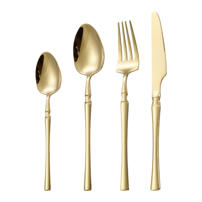 Cuchillo de acero inoxidable transfronterizo, tenedor y cuchara cintura pequeña cuchillo de carne de cuatro piezas y tenedor brillante vajilla occidental traje cuchara europea