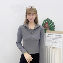 2025秋冬女新款时尚百搭气质修身显瘦洋气半拉链打底上衣针织衫