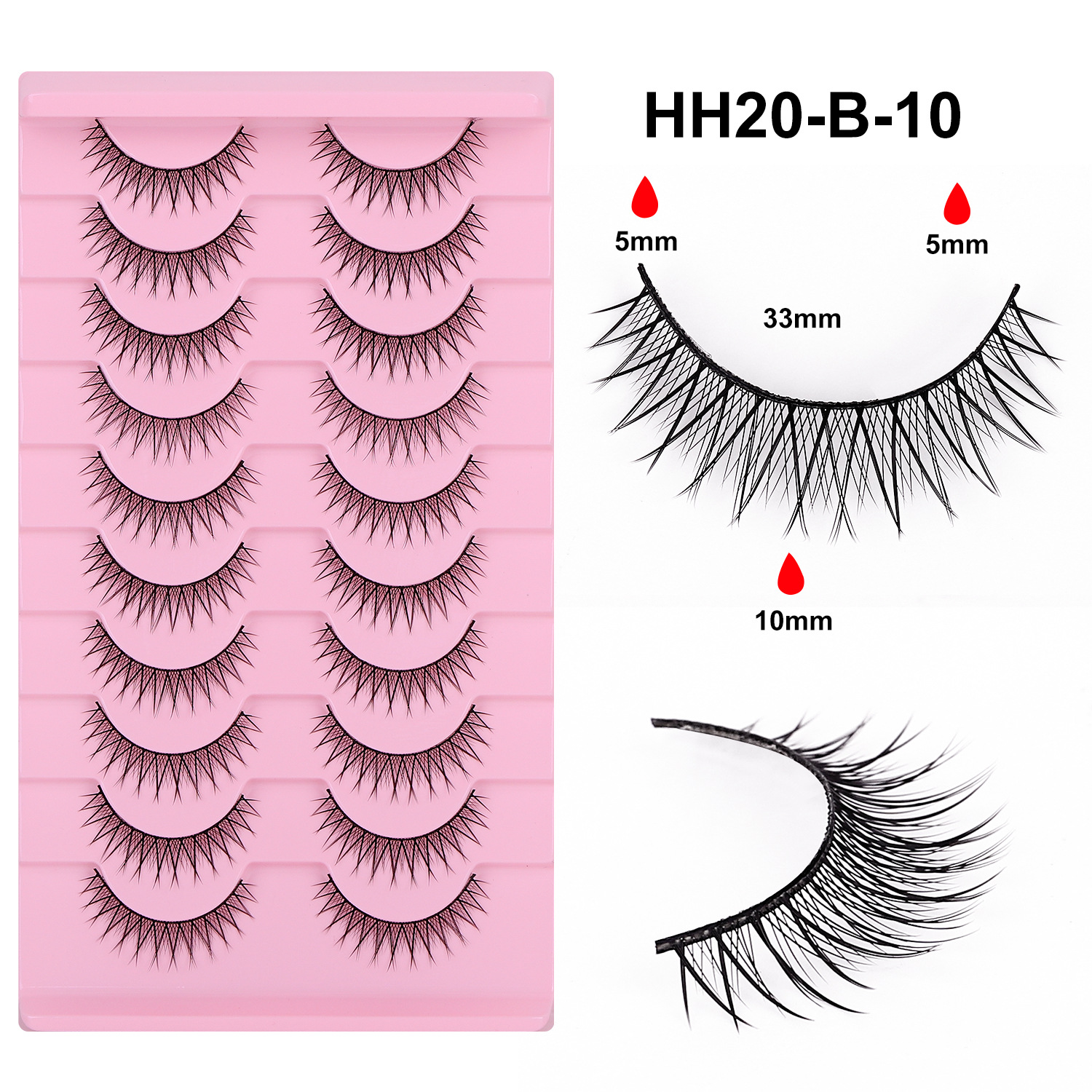 10 pares de pestañas postizas tridimensionales de tallo duro, estilo europeo y americano, pestañas en racimo completas y densas, pestañas postizas de una sola pieza para maquillaje de escenario para maquilladores.