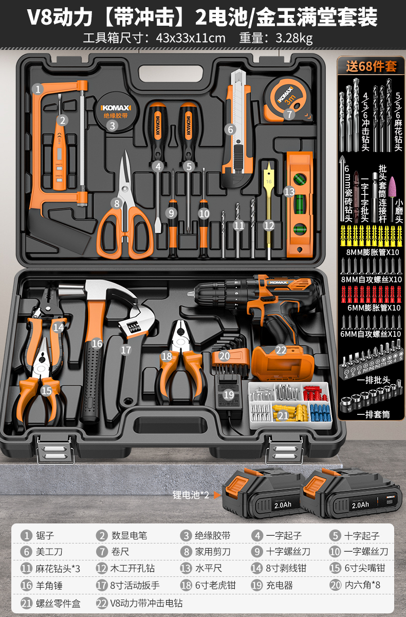 Juego de herramientas Caja de herramientas para el hogar Reparación de hardware multifuncional