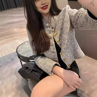 2024春秋季新款复古小香风短款外套女韩系毛呢小个子妈妈装上衣