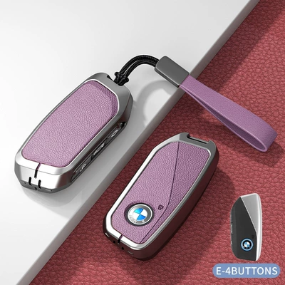 Car key bag | Series X2 X3 X4 X5 X6 - e-model-one-click-start-no-standard-model-xiaguang-purple-zinc-alloy-shell-hand-strap