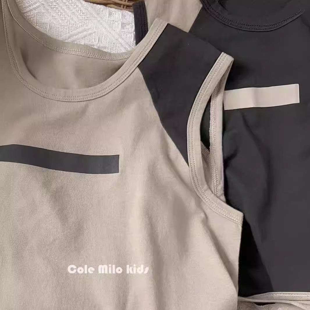 Tonizado ~ chaleco de niño coreano de verano, camiseta sin mangas, camiseta de niña, camiseta de obstáculo delgada