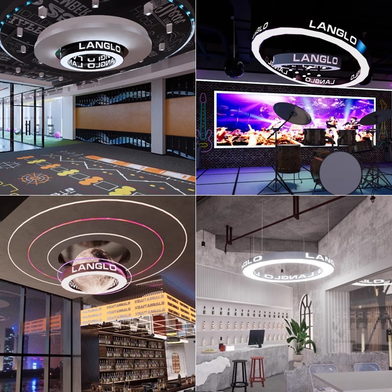 Creativo circular corriente de agua corriente red salón de fama LED candelabrera gimnasio bar café sala de baile luces de atmósfera