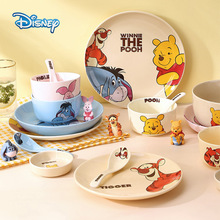 迪士尼卡通陶瓷碗餐具套裝兒童家用4.5寸飯碗碟日用菜盤子批發