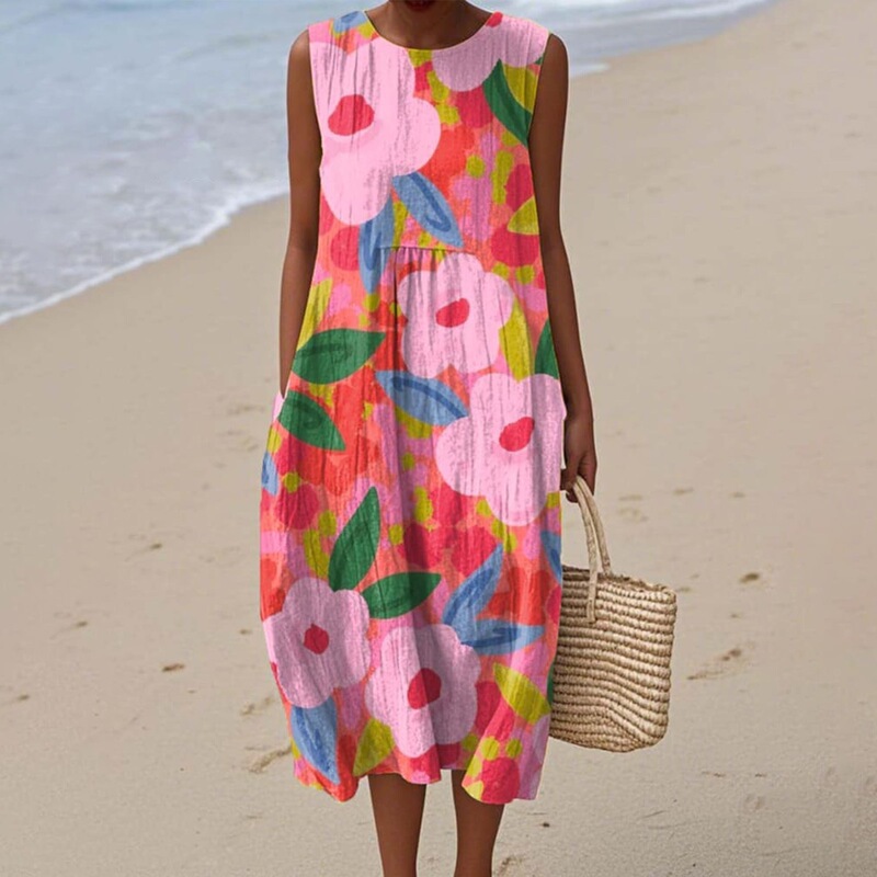 Cross-Border Independent Site Amazon Sleeveless Shirt Dress Women's Casual Floral Print Long-Sleeve Dress Cross-Border Independent Site Amazon Sleeveless Shirt Dress Women's Casual Floral Print Long-Sleeve Dress