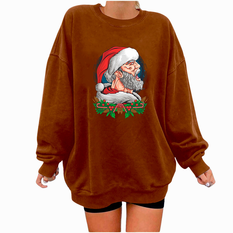 Women's Clothing Christmas holiday hot sale new personalized printing fashion sweatshirt loose large size women's clothing all match_voghion.com