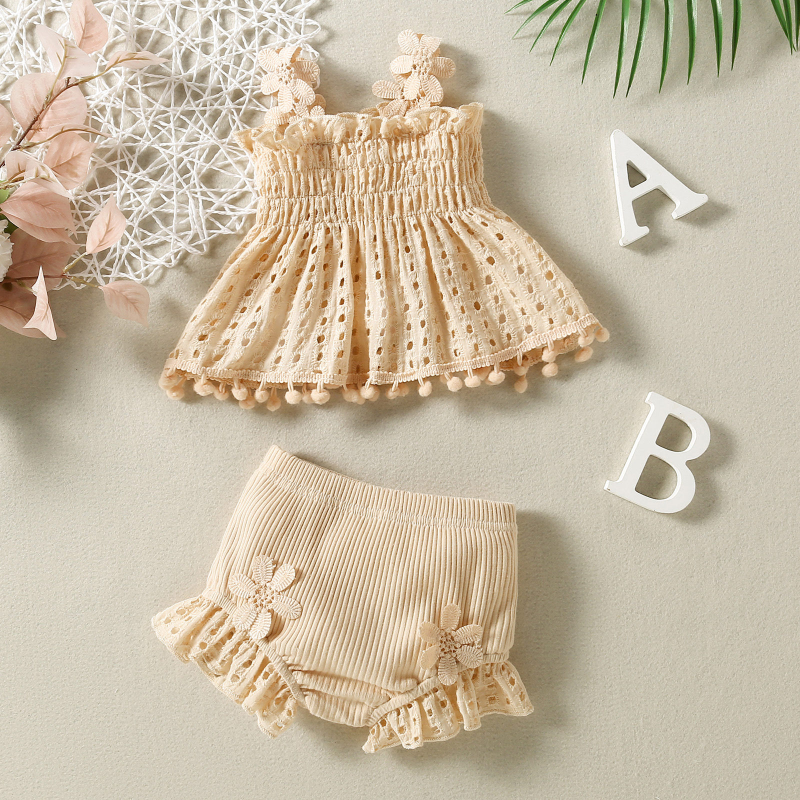 Title 1, Apricot Cotton Net Baby Two-piece Set, High Tem...