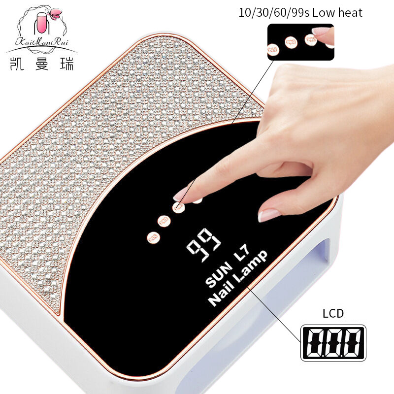 Lámpara de manicura transfronteriza, lámpara de fototerapia de manicura cuadrada de diamante, lámpara de parrilla de manicura de secado rápido, 268W para tienda de manicura de alta potencia