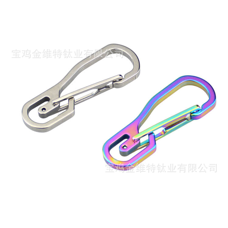 Titanium Alloy Hanging Buckle Keychain Titanium Edc Carabiner Hook Press Elastic Cnc Processing Pure Titanium Quick Hanging Buckle
