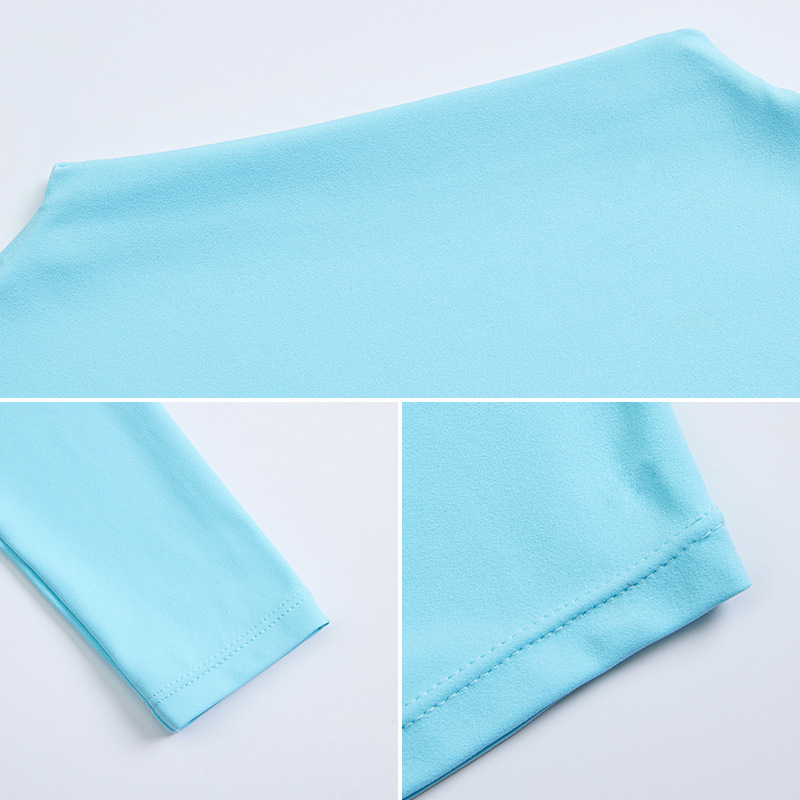 Nuevo estilo transfronterizo ropa de yoga de manga larga con cuello alto, top de mujer, camiseta deportiva delgada y delgada, ropa de fitness para correr al aire libre