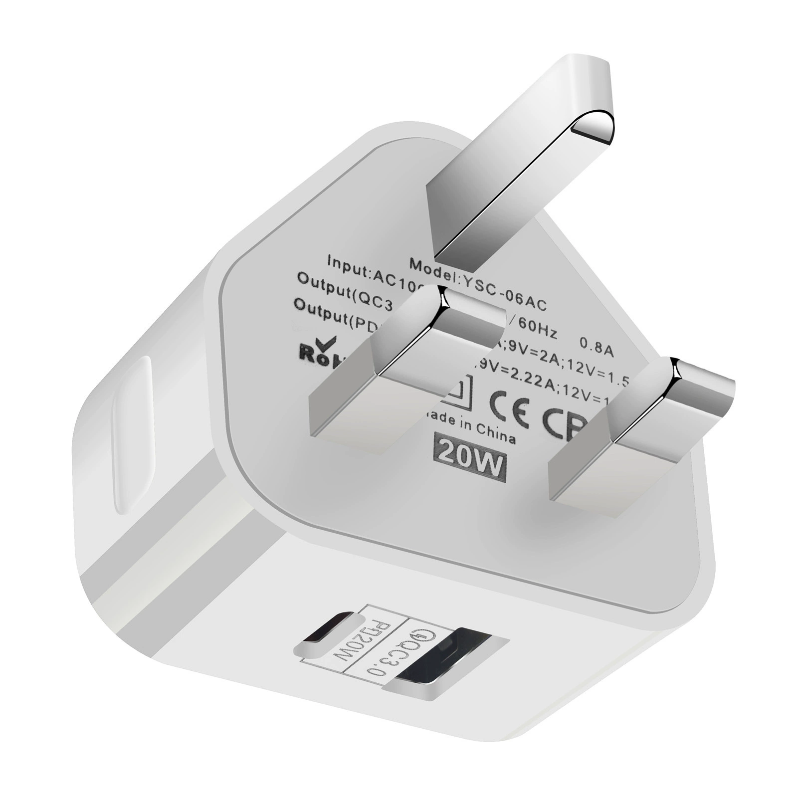 20W британское регулированное зарядное устройство PD зарядник Type-C+QC3.0 треугольник регулируемое зарядное устройство PD адаптер