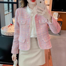 休闲短款小香风外套女春秋冬季新款小个子法式高级感钉珠上衣外套