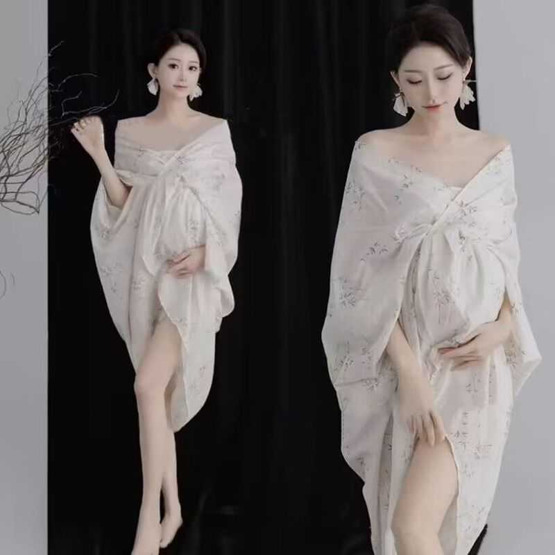 Maternity Photography Clothing Studio New Style French Retro Oil Painting Style High-End Tube Top Long Dress Artistic Clothing