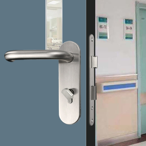 Lelang wholesale stainless steel 304 European standard fire door locks, Jiejing door U-shaped door handles, hospital safety handle locks