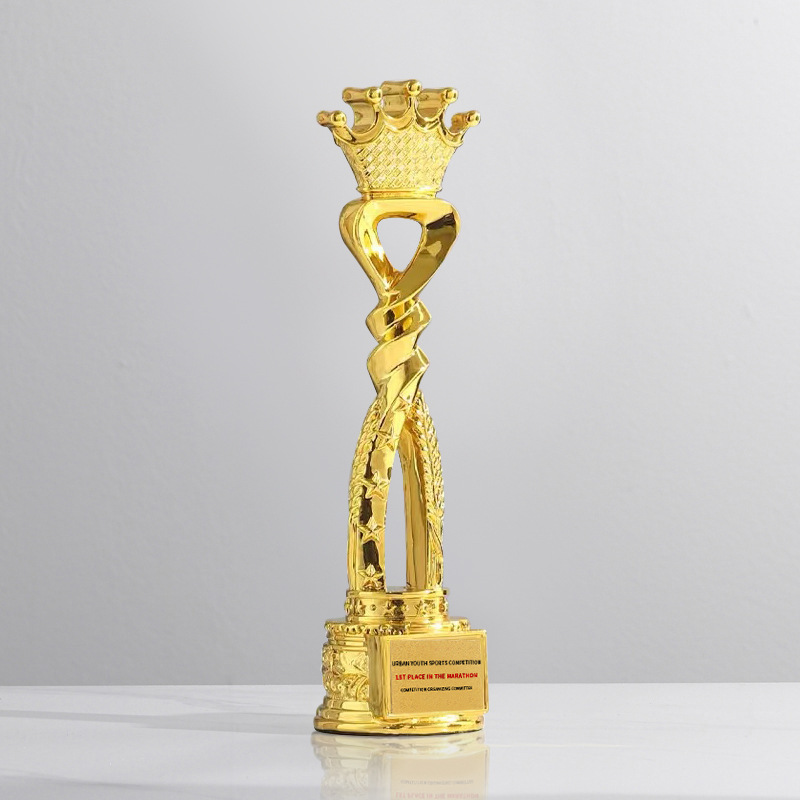 Trofeo de cristal de resina creativo, premios de producción, premios de competición deportiva de gran venta, recuerdos de reuniones anuales de empresa chapados en oro