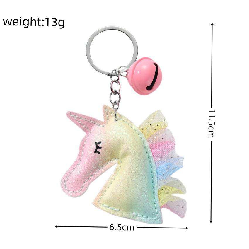 Ig Style Cute Unicorn Bell Pu Leather Metal Bag Pendant Keychain display picture 1