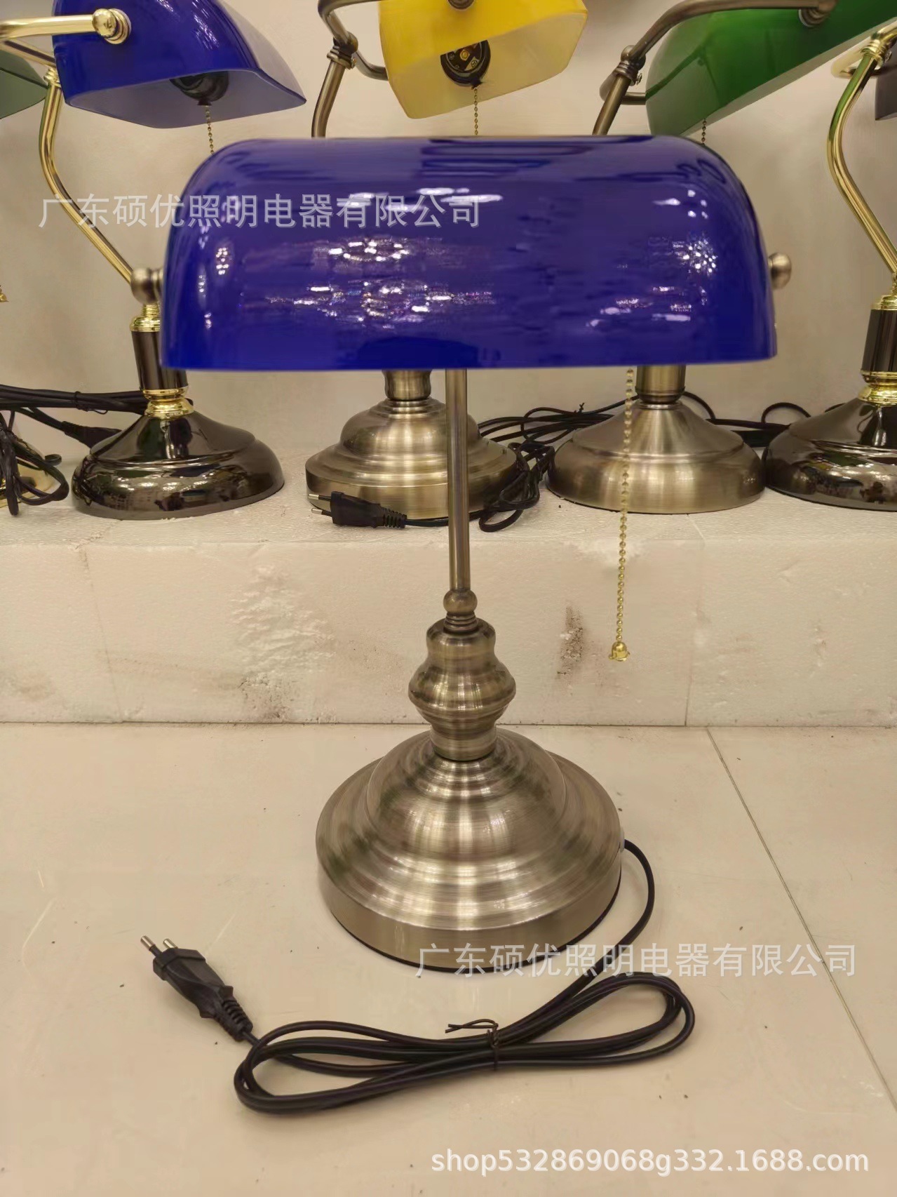 Banco lámpara de mesa de la República Europea de China viejo Shanghai lámparas de cristal verde de la vendimia Chiang Kai-shek estudio Oficina de iluminación al por mayor