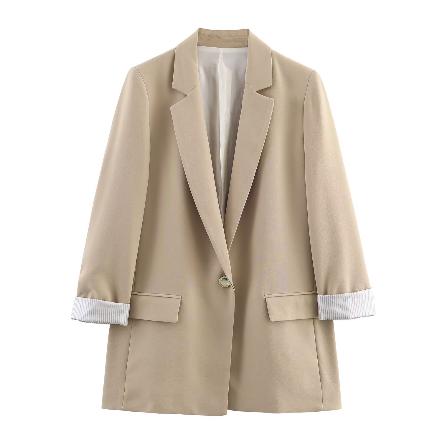 Foreign Trade Wholesale European and American Autumn New Women's Clothing Commuting Versatile Solid Color Casual Long-Sleeved Suit Jacket