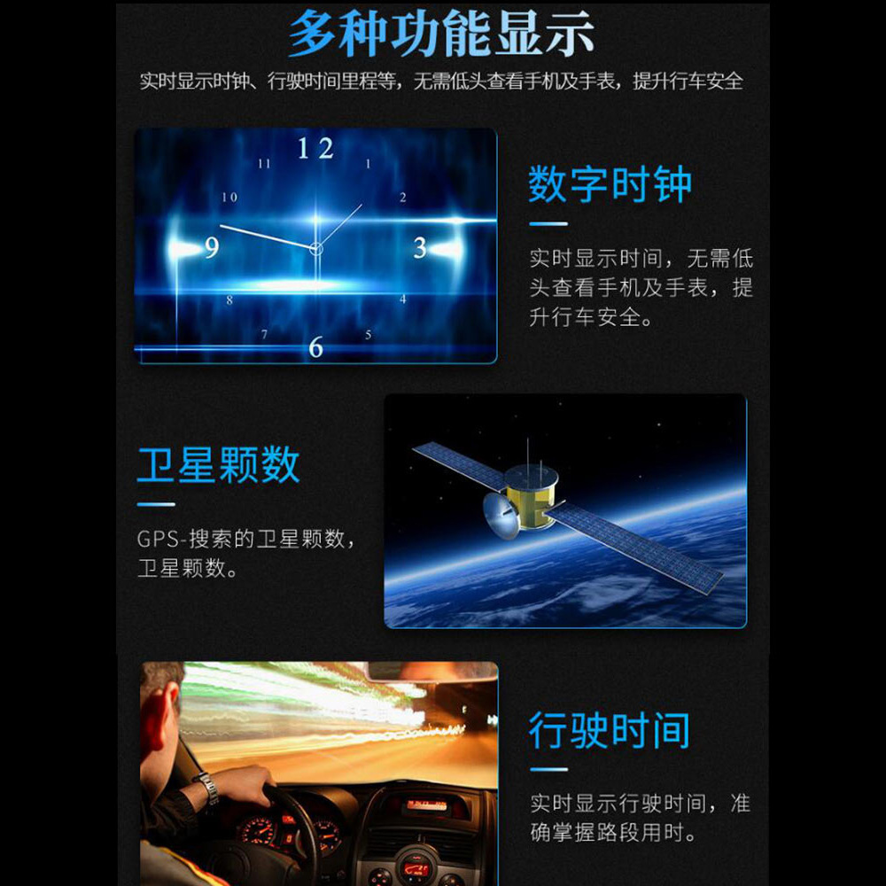 Hud Car Head-Up Display Ai Smart Electronic Dog + Navigation Dual System Obd+Gps Universal for All Cars Q10