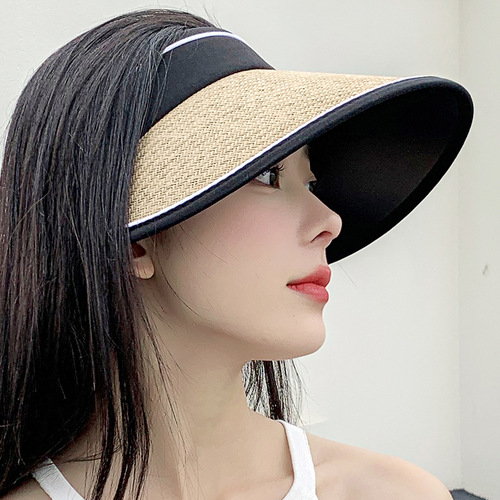 Korean-style Instagram-inspired grass woven sun hat for women, summer simple new sunshade hat, solid color sun hat for dropshipping