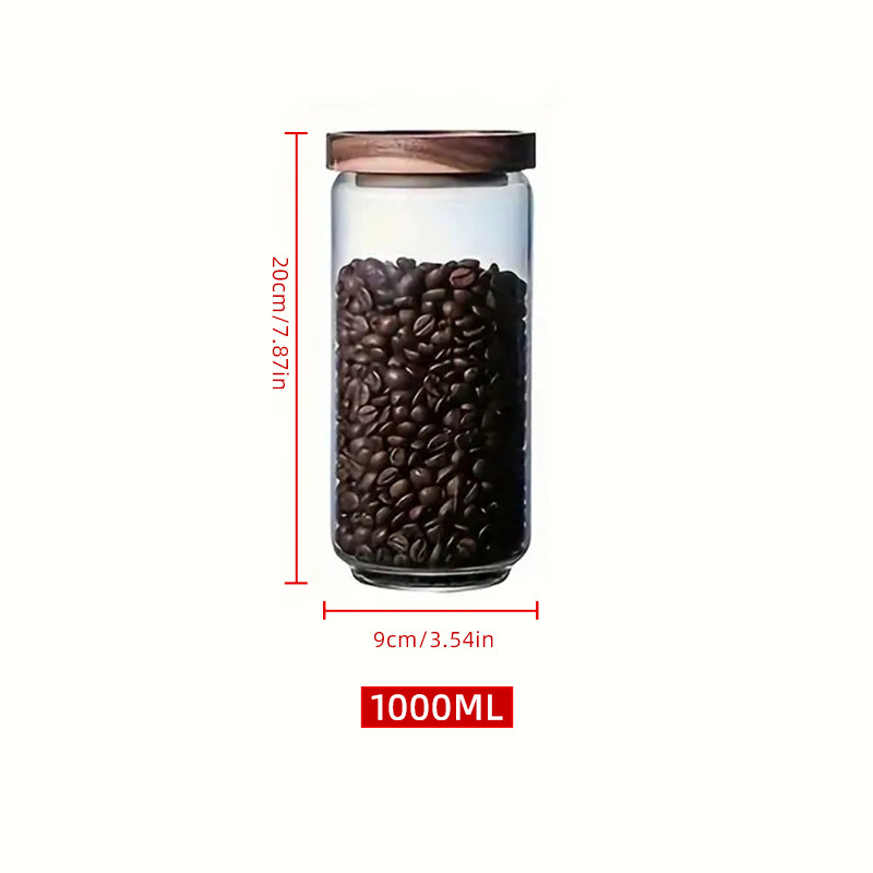 Tanque de almacenamiento de madera de acacia para almacenar alto borosilicato transparente de uso diario con cubierta de cocina de almacenamiento de granos de vidrio sellado de vidrio