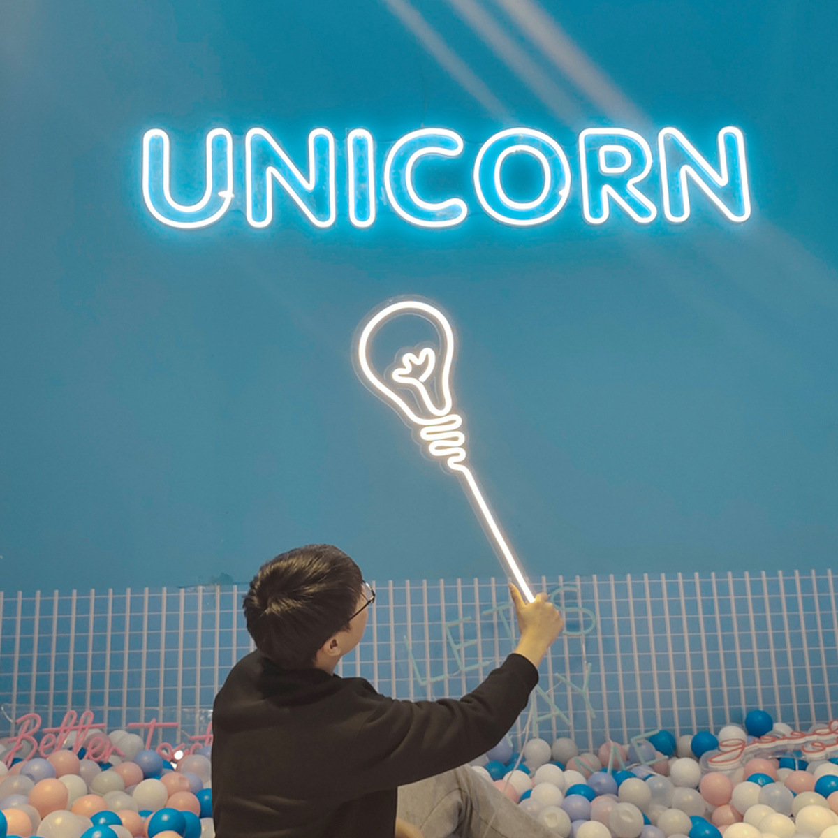 (2개) 국경 간 아마존 네온 DIY 생일 파티 LED 네온 투명 아크릴 네온 빛나는 캐릭터