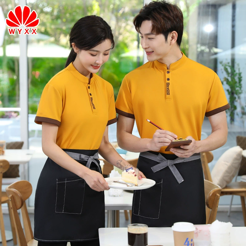 Отель официант рабочая одежда с коротким рукавом новый китайский чайный Ресторан Кейтеринг Ресторан горячий горшок Ресторан Чайный домик лето